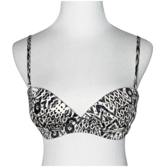 Victorias Secret Push Up Bikini Top Size 32B Black Print - Picture 2 of 11